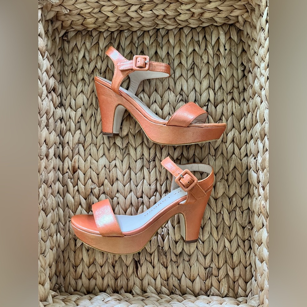 Italian leather orange wedge heels | Sacha London
